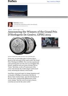 forbes - Announcing the Winners of the Grand Prix D'Horlogerie De Genève, GPHG 2015