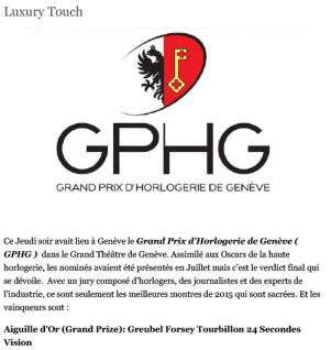 luxury touch - gphg 2015
