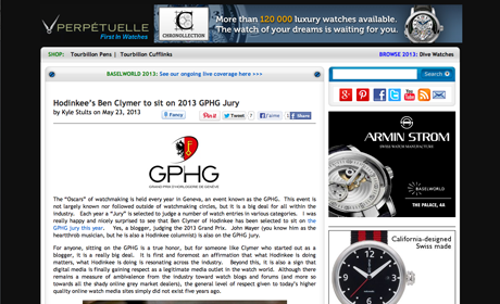blog.perpetuelle.com - Hodinkee’s Ben Clymer to sit on 2013 GPHG Jury 
